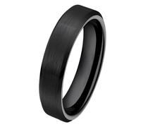 Hoisy Engraved Couples Ceramic Wedding Ring, 4MM Brushed Round Men Ring Gold Black, Size U 1/2