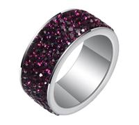 Hoisy Engraved Couples Stainless Steel Engagement Band, 8MM Round with Cubic Zirconia Silver Dark Purple Ring for Men, Size K 1/2