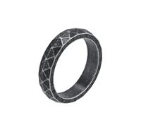 Hoisy Engraved Men Stainless Steel Engagement Ring, 5MM Round and Rhombus with Vintage Pattern Mens Ring Antique Black, Size V 1/2