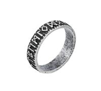 Hoisy Engraved Men Stainless Steel Engagement Ring, 6MM Round with Vintage Pattern Promise Ring Antique Silver for Men, Size V 1/2