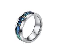 Hoisy Engraved Name Men Women Tungsten Ring, 8MM Round with Shell Pattern Wedding Rings for Men Silver, Size V 1/2