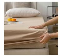 Hoisy Fitted Sheets King Size Cotton with Elastic, Solid Color, 70 x 78 x 11 IN, Khaki