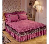 Hoisy Fitted Sheets King Velvet with Elastic, Leaves Pattern with Embroidered Lace, 70 x 78 IN, Cameo Brown