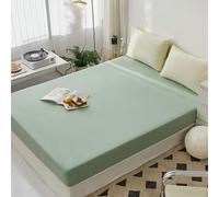 Hoisy Fitted Sheets Queen Cotton with Elastic, Solid Color, 59 x 78 x 9 IN, Dark Green
