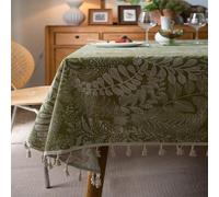 Hoisy Flower Washable Table Cloth 140 x 180 Kitchen Table Cloth Rectangular Green Polyester Tablecloth for Patio Garden