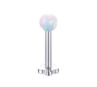 Hoisy G23 Titanium Nose Ring Stud Body Jewelry 16 Gauge 3mmx1.2x6mm, Opal with Flower Top, Nose Rings for Women Silver Colorful