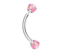 Hoisy G23 Titanium Nose Rings Studs 16 Gauge 1.2x6mmx3mm, Round with Opal, Nose Rings for Men Silver Rose Pink Opal