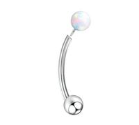 Hoisy G23 Titanium Tragus Earring Stud 16g 4mm-1.2x8mm, Round with 4mm Opal, Womens Nose Ring Silver White Colorful