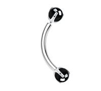 Hoisy G23 Titanium Womens Small Nose Ring Stud 16 Gauge 1.2x6mmx5mm, Round with Agate, Womens Nose Ring Silver Black