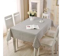 Hoisy Gray Cotton Rectangle Tablecloth 35 W x 59 L, Triangle Pattern Table Cover Decorative