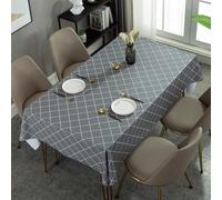 Hoisy Gray PVC Rectangle Tablecloth 35 W x 59 L, Solid Color with Plaid Modern Tablecloths for Kitchen