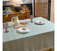 Hoisy Green Polyester Rectangle Tablecloth 55 W x 78 L, Geometric Rhombus with Tassels Table Cover Elegant for Hotel
