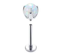 Hoisy Helix Earring Stud G23 Titanium 16 Gauge 1.2x8x3mm, Round with Opal, Nose Rings Silver Colorful Opal
