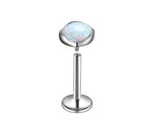 Hoisy Helix Earrings Stud Titanium 16 Gauge 4mm-1.2x8mm, Round with Opal, Piercing Nose Ring Silver White