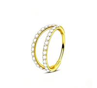 Hoisy Helix Piercing Earrings Hoop Titanium 16 Gauge 1.2x10mm, Double Layers Hoop with Cubic Zirconia, Gold Nose Ring Men