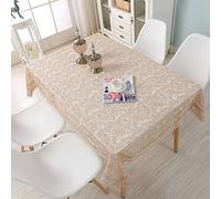 Hoisy Khaki Polyester Rectangle Tablecloth 39 W x 59 L, Flower Embroidery Tablecloth Dining Room Elegant