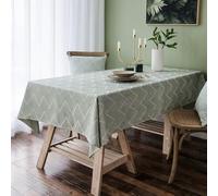 Hoisy Light Green Polyester Rectangle Tablecloth 53 W x 102 L, Wavy Stripes Elegant Tablecloth for Party