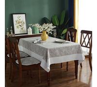 Hoisy Light Khaki Polyester Rectangle Tablecloth 55 W x 86 L, Leaves Pattern Elegant Table Cloths for Holiday