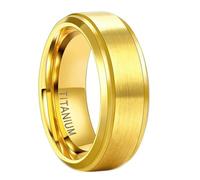 Hoisy Men and Women Titanium Steel Engagement Ring Customizable, 6MM/8MM Simple Brushed Round Wedding Rings Gold for Men