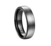 Hoisy Men Custom Tungsten Engagement Ring, 6MM Brushed Round Silver Black Promise Rings for Men, Size I 1/2