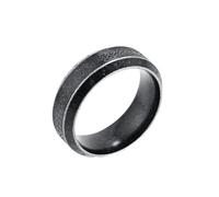 Hoisy Men's Engraved Stainless Steel Engagement Ring, 8MM Round and Vintage Pattern Antique Black Wedding Rings for Men, Size N 1/2
