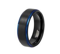 Hoisy Mens Engraved Tungsten Engagement Ring, 6MM Brushed Round Men Black Ring, Size T 1/2
