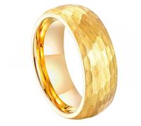 Hoisy Men's Engraved Tungsten Engagement Ring, 8MM Brushed Round Rings for Men Gold, Size Q 1/2