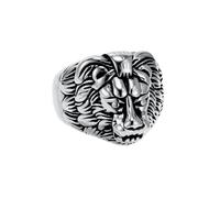Hoisy Mens Personalized Stainless Steel Engagement Ring, Vintage Lion Head Silver Ring Band Men, Size P 1/2