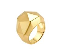 Hoisy Mens Personalized Stainless Steel Wedding Ring, 22MM with Geometric Engagement Band Gold for Men, Size L 1/2