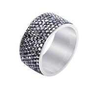 Hoisy Mens Stainless Steel Engraved Name Ring, 12MM Round with Cubic Zirconia Silver Bright Black Promise Ring Men, Size L 1/2