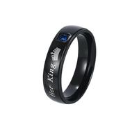 Hoisy Mens Stainless Steel Ring Customizable, Her King Crown with Cubic Zirconia Anniversary Rings for Men Black, Size N 1/2