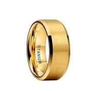 Hoisy Men's Titanium Steel Promise Ring with Engraving, 8MM Brushed Round Men's Engagement Rings Gold