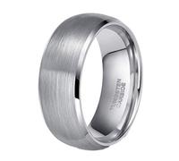 Hoisy Men's Tungsten Engagement Ring Engraved, 8MM Brushed Round Wedding Band Silver Men, Size O 1/2