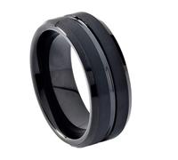 Hoisy Mens Tungsten Promise Ring with Engraving, 8MM Brushed Round Wedding Ring Black for Men, Size V 1/2