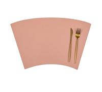 Hoisy Modern Dining Room Fan-Shaped Placemats 4 PCS, 16.93 x 10.63 Inches Leather Placemats for Dining Table Dark Gray Pink, Solid Color Double-Sided with Fan