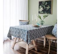 Hoisy Navy Blue Polyester Rectangle Tablecloth 53 W x 39 L, Wavy Stripes Soft Table Cloth for Banquet