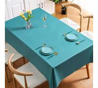 Hoisy Peacock Green PVC Rectangle Tablecloth 55 W x 86 L, Solid Color Table Cloth Elegant for Holiday