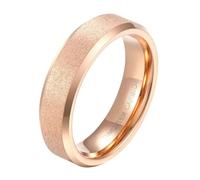 Hoisy Personalize Engrave Couples Tungsten Ring, 6MM Matte Round Ring Men Rose Gold, Size L 1/2