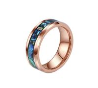 Hoisy Personalize Engrave Couples Tungsten Ring, 8MM Round with Shell Pattern Engagement Rings Rose Gold for Men, Size V 1/2