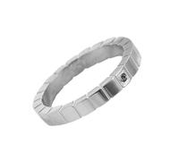 Hoisy Personalize Engrave Womens Stainless Steel Ring, 3MM Round with Cubic Zirconia Silver Eternity Band Rings for Women, Size L 1/2