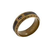 Hoisy Personalized Mens Stainless Steel Ring, 8MM Round and Vintage Pattern Antique Gold Ring Bands for Men, Size V 1/2