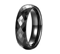 Hoisy Personalized Unisex Ceramic Promise Ring, 6MM with Rhombus Men Wedding Rings Black, Size M 1/2