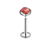 Hoisy Piercing Earrings Studs Titanium 16 Gauge 5mm-1.2x8mm, Round with Opal, Womens Nose Rings Silver Orange Red