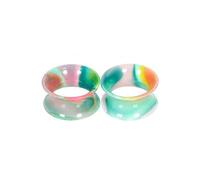 Hoisy Piercing Jewelry 2 Pcs, Silicone Ear Plugs 5/8 inch(16mm), Hollow Hoop Ear Tunnel Accessories Green Pink