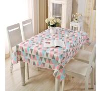 Hoisy Pink Gray Blue Cotton Rectangle Tablecloth 35 W x 59 L, Triangle Pattern Tablecloth Soft for Hotel