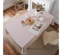 Hoisy Pink Polyester Rectangle Tablecloth 35 W x 59 L, Solid Color with Tassels Elegant Tablecloths for Kitchen