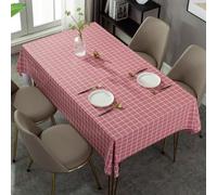 Hoisy Pink PVC Rectangle Tablecloth 35 W x 59 L, Checkered Pattern Table Cover Decorative for Restaurant