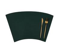 Hoisy Set of 2 Placemats Dinner Table, 16.93 x 10.63 Inches Leather Placemats Dining Table Dark Green Beige, Solid Color Double-Sided with Fan