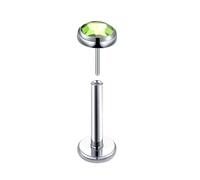 Hoisy Small Nose Rings for Women Stud Titanium 16 Gauge 1.2x6mm, Round with Cubic Zirconia, Nose Rings for Women Silver Green