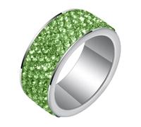 Hoisy Stainless Steel Ring for Unisex Engraved, 8MM Round with Cubic Zirconia Silver Green Mens Wedding Bands, Size V 1/2